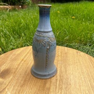 Vintage Blue‎ Single Bud Vase Ceramic Stoneware/ Home Decor 8"